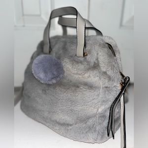 Gray Fur Shoulder Bag